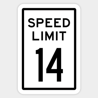 Speed Limit 14 mph Sticker